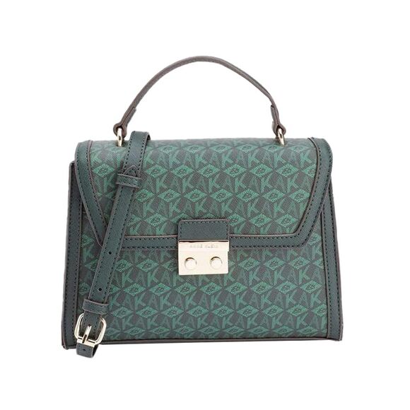 Anne Klein Handbags - Anne Klein AK Cube Logo Top-Handle Satchel Evergreen Tonal/Evergreen One Size